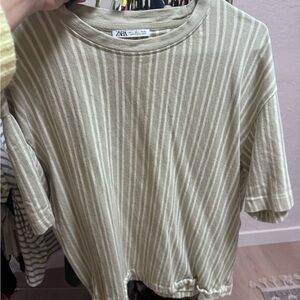 Zara Olive Striped Tee